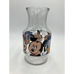 Vintage Anchor Hocking Disney Minnie Mickey Mouse Donald Duck Glass Juice Carafe